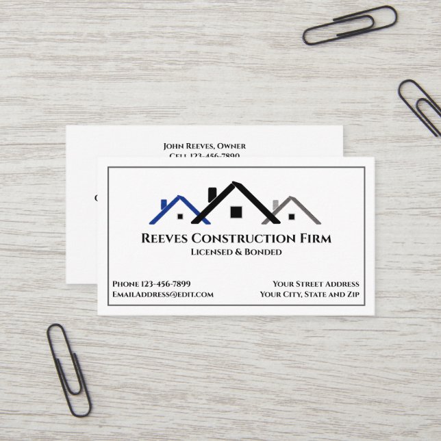 Visita Tarjeta de presentación de contrato de construcció (Anverso/Reverso In Situ)
