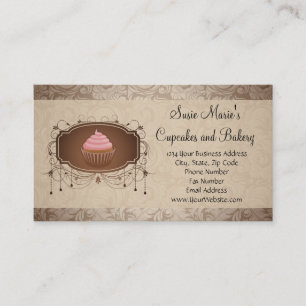 Visita Tarjeta de Presentación de Cupcake Damask Mocha Gl