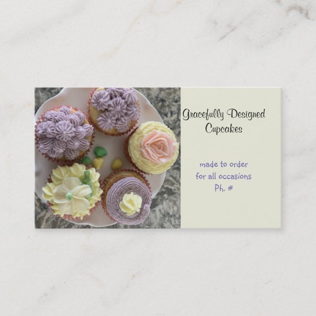 Visita Tarjeta de presentación de cupcakes decorados con  (Anverso)