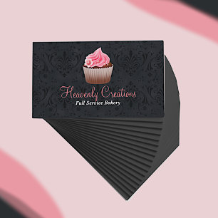 Visita Tarjeta de presentación de Damask de moda y Cupcak