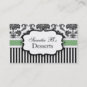 Visita Tarjeta de presentación de Damask en blanco y negr