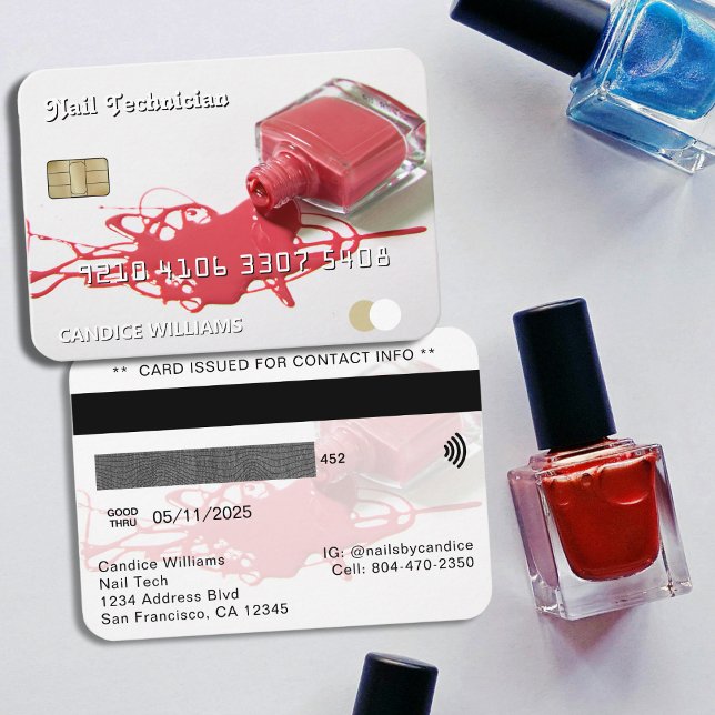 Visita Tarjeta de presentación de débito de crédito de Na (Nail Tech Polish Business Card
)