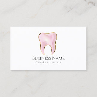 Visita Tarjeta de presentación de dentista rosa y dorado