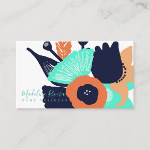 Visita Tarjeta de presentación de diseñador moderno flora
