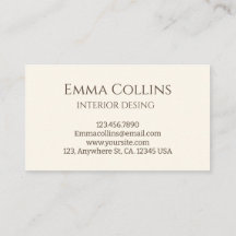 Tarjeta de presentación de diseño de interiores
