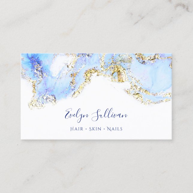 Visita tarjeta de presentación de diseño de mármol azul (Anverso)