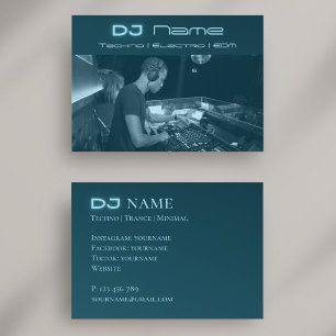 Visita Tarjeta de presentación de DJ de música tecno