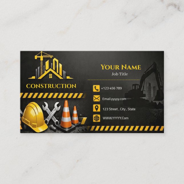 Visita Tarjeta de Presentación de Empresa de Construcción (Anverso)