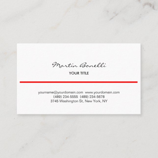 Visita Tarjeta de presentación de escritura a mano blanca (Anverso)