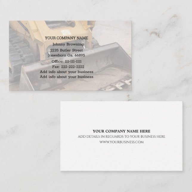 Visita Tarjeta de presentación de Excavation Service (Anverso / Reverso)