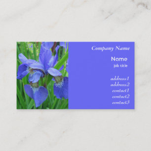Visita tarjeta de presentación de flores azul iris