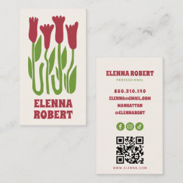 Visita tarjeta de presentación de flores boho groovy con