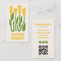 tarjeta de presentación de flores boho groovy con 