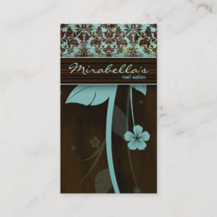 Visita Tarjeta de presentación de Flores Damask Blue Bro