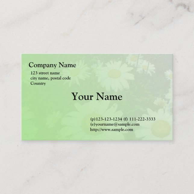 Visita tarjeta de presentación de flores de margarita bla (Anverso)