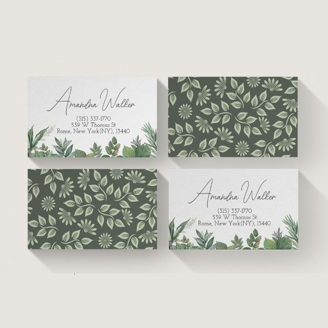 Visita Tarjeta de presentación de follaje verde botánico (Botanical greenery-inspired business card)