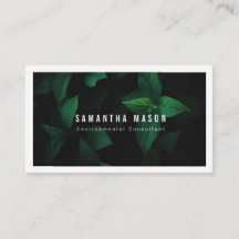 Tarjeta de presentación de fondo de hoja verde osc