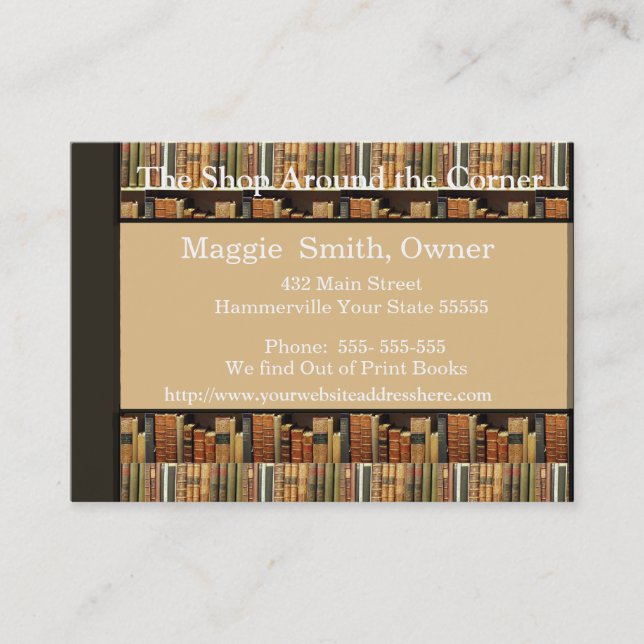 Visita Tarjeta de presentación de fondo del libro (Anverso)