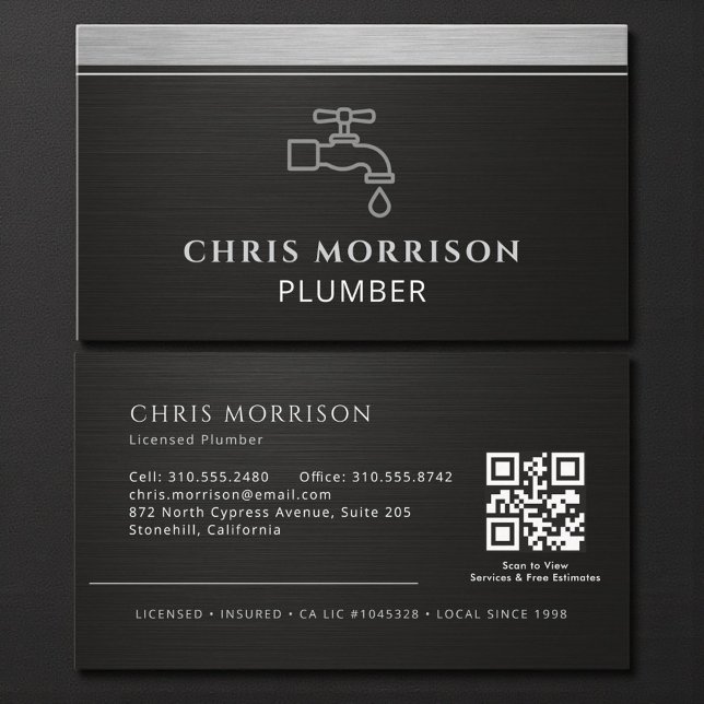 Visita Tarjeta de presentación de fontanero con código QR (Subido por el creador)