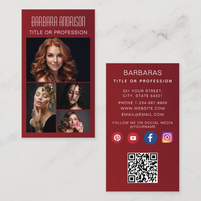 Visita Tarjeta de presentación de foto con código QR mode (Anverso / Reverso)
