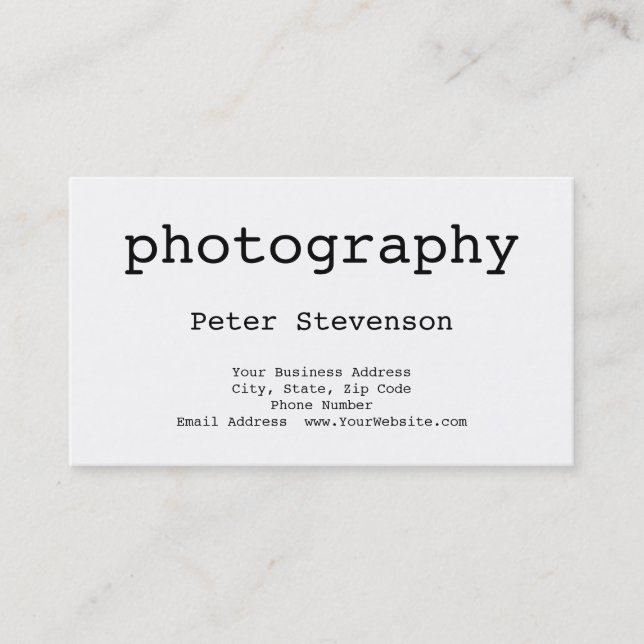 Visita Tarjeta de presentación de fotografía clásica simp (Anverso)