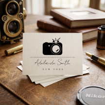 Tarjeta de presentación de fotografía con cámara e