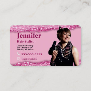 Visita Tarjeta de presentación de fotografías rosa con có