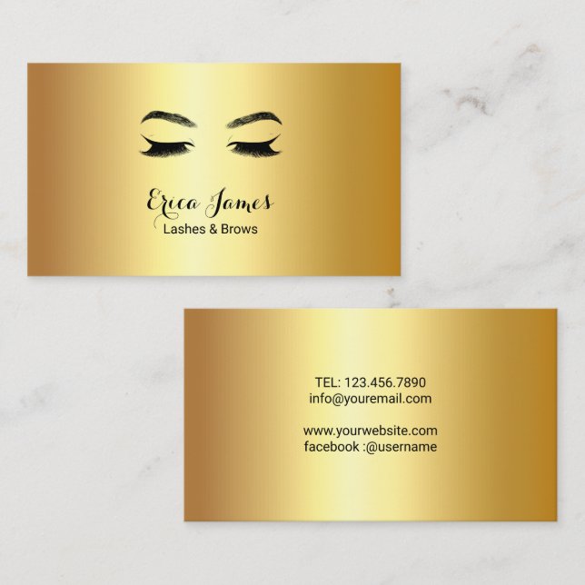 Visita Tarjeta de presentación de Golden Lashes & Brows B (Anverso / Reverso)