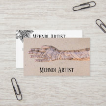 Tarjeta de presentación de Henna Mehndi Tattoo Art
