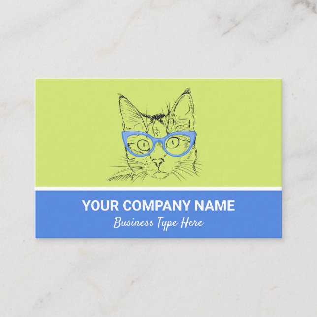 Visita Tarjeta de presentación de Hipster Cat con Glass (Anverso)