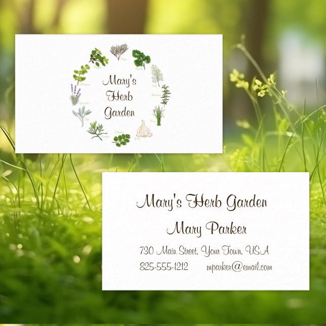 Visita Tarjeta de presentación de jardín de hierbas perso (Beautiful business card for your herb garden. Fragrant, flavorful herbs and spices.)
