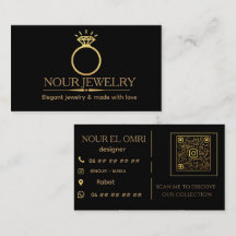 Tarjeta de presentación de joyería de oro de lujo