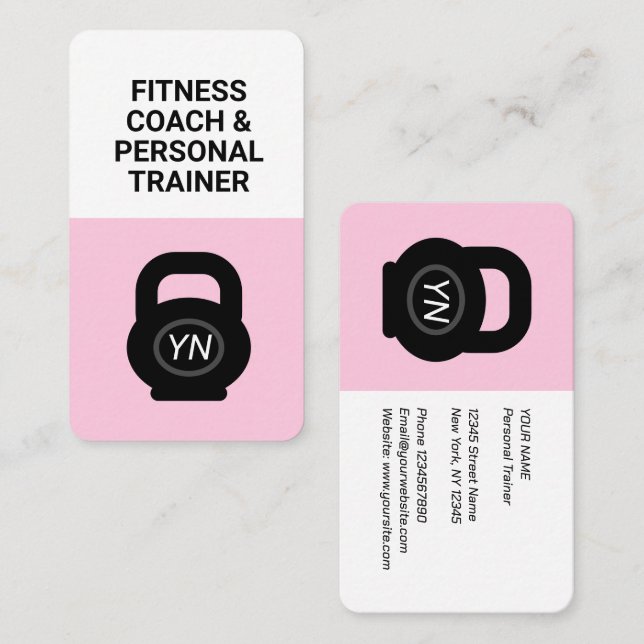Visita Tarjeta de presentación de kettlebell rosa para en (Anverso / Reverso)