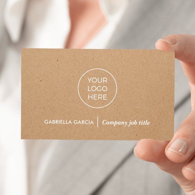 Visita Tarjeta de presentación de kraft impresa con códig (Front side of card shown in 3.5 x 2.0 inch, add your business details and QR Code on the backside.)