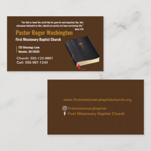 Visita Tarjeta de presentación de la Iglesia de la Biblia