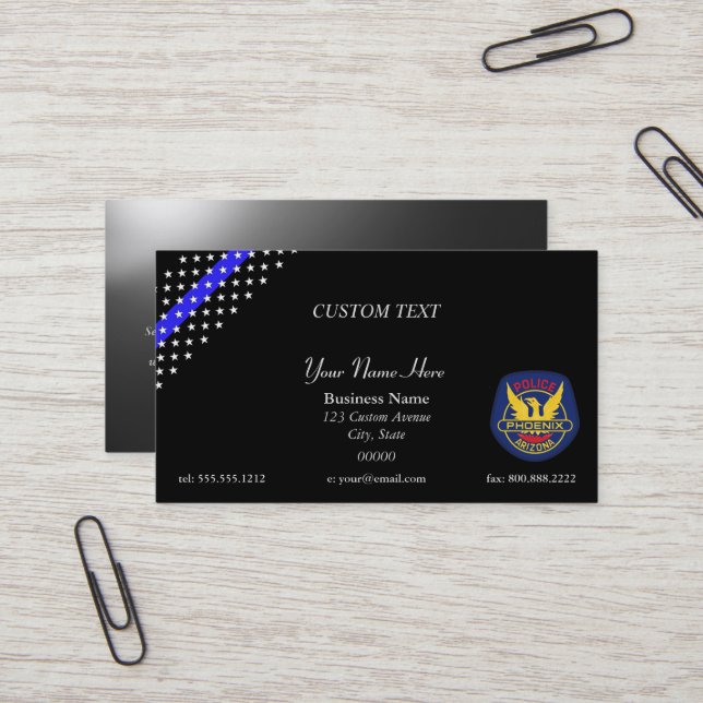 Visita Tarjeta de presentación de la policía de Phoenix,  (Anverso/Reverso In Situ)