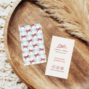 Visita tarjeta de presentación de lazo de gingham minimal