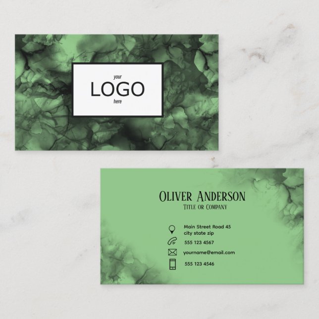 Visita Tarjeta de presentación de LOGO de tinta verde (Anverso / Reverso)