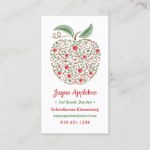 Tarjeta de presentación de manzana para maestros S