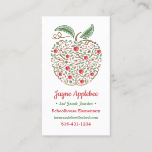 Visita Tarjeta de presentación de manzana para maestros S