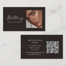 Tarjeta de presentación de maquillaje con código Q