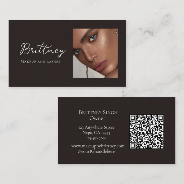 Visita Tarjeta de presentación de maquillaje con código Q (Anverso / Reverso)