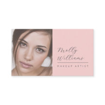Tarjeta de presentación de maquillaje con foto de