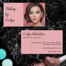Tarjeta de presentación de maquillaje con foto y g
