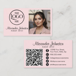 Visita Tarjeta de presentación de maquillaje con guión bl
