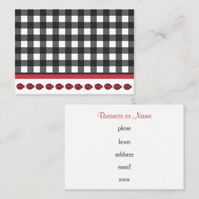 Visita Tarjeta de presentación de mariquita de Gingham (Anverso / Reverso)