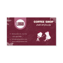 Tarjeta de presentación de Maroon Coffee Shop