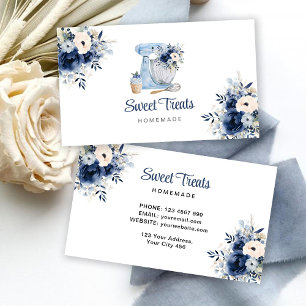 Visita Tarjeta de presentación de mezclador floral azul