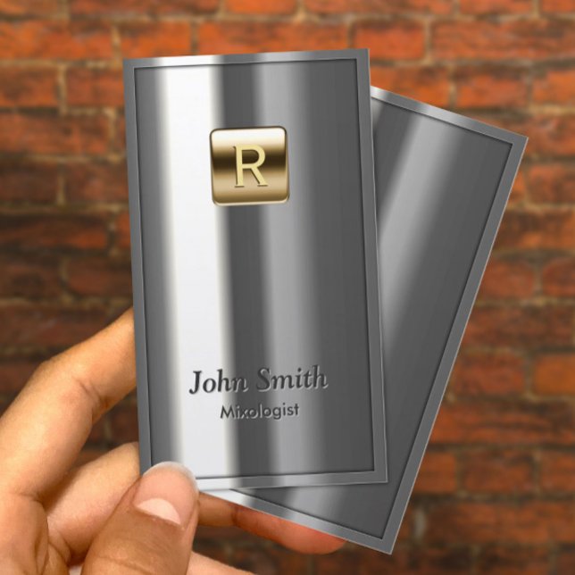 Visita Tarjeta de presentación de Mixólogo metálico con l (Subido por el creador)