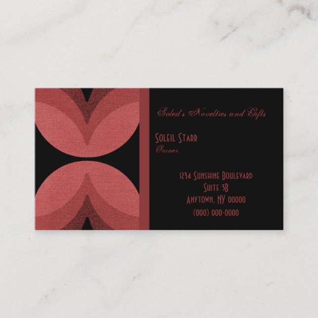 Visita Tarjeta de presentación de Moda retro, Crimson (Anverso)